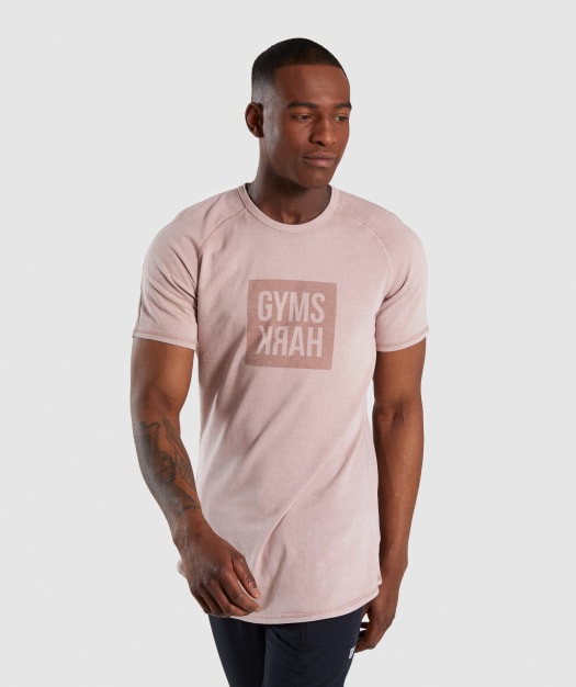 Gymshark Laundered Square Logo T-Shirt - Pink