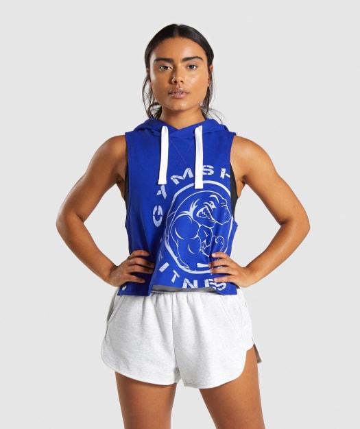 Gymshark Legacy Fitness Sleeveless Hoodie - Blue