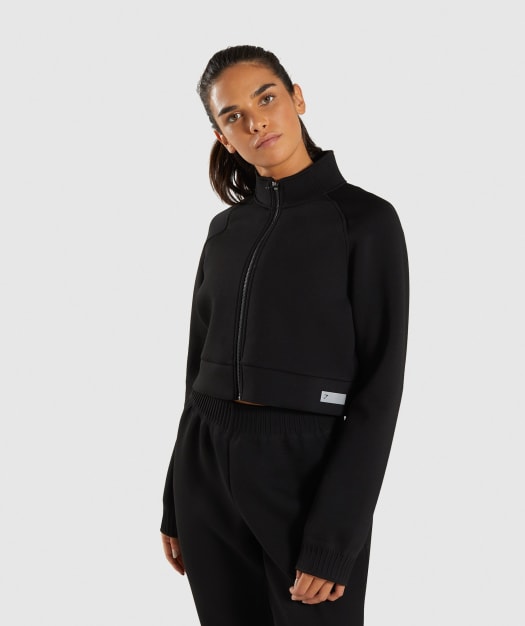 Gymshark Ruched Track Top Jacket - Black