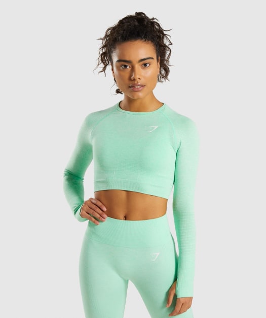 Gymshark Vital Seamless Long Sleeve Crop Top - Green