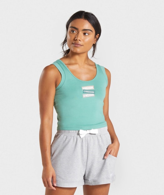 Gymshark Branded Crop Top - Green