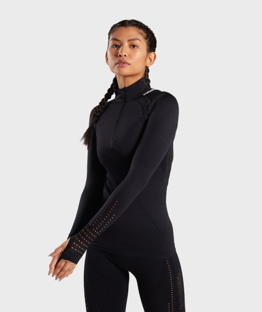 Gymshark Flawless 1/2 Zip Up Pullover - Black