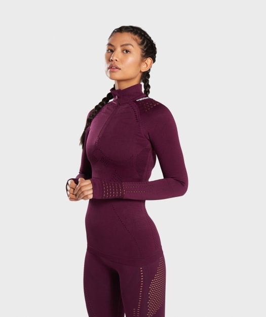 Gymshark Flawless 1/2 Zip Up Pullover - Ruby