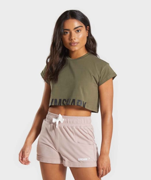 Gymshark Fraction Crop Top - Khaki