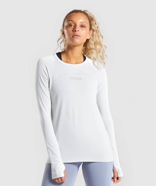Gymshark Lightweight Seamless Long Sleeve Top - Light Grey