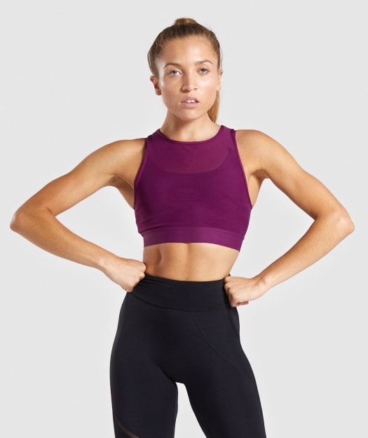 Gymshark Mesh Layer Sports Bra - Deep Magenta