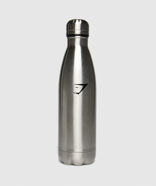 Gymshark Metal Water Bottle - Gun Metal SIlver