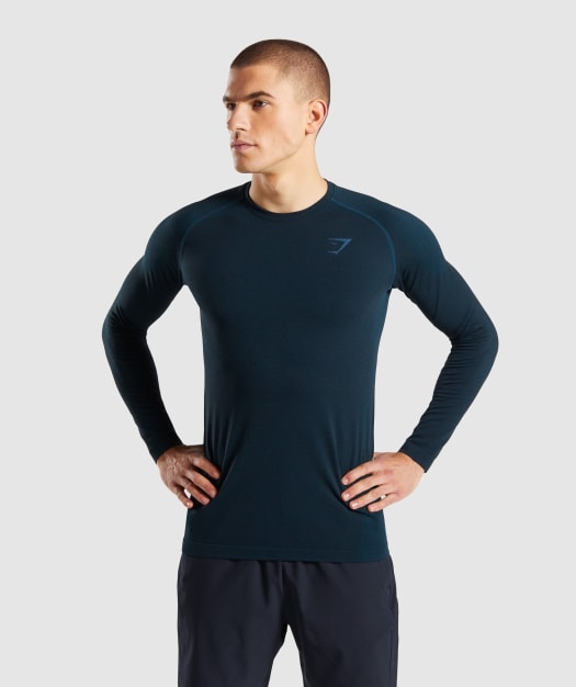 Gymshark Define Seamless Long Sleeve T-Shirt - Blue
