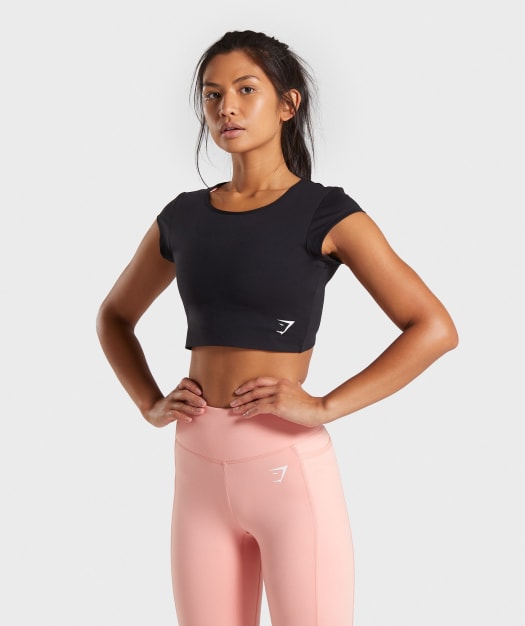 Gymshark Dreamy Cap Sleeve Crop Top - Black