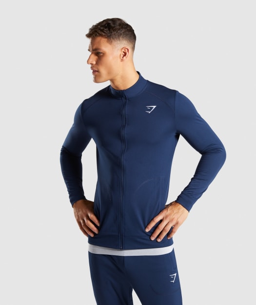 Gymshark Flatlock Track Top - Sapphire Blue