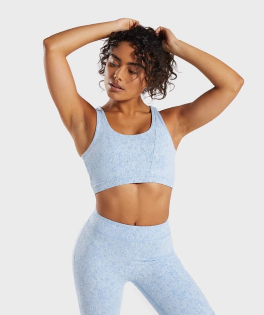Gymshark Fleur Texture Sports Bra - Blue
