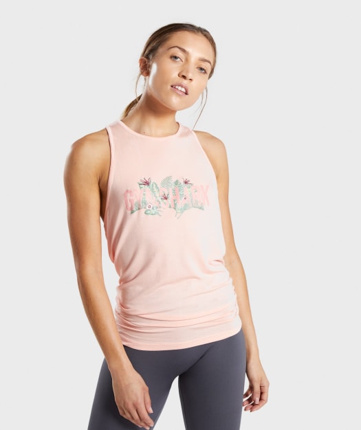 Gymshark Relaxed Graphic Vest - Washed Peach