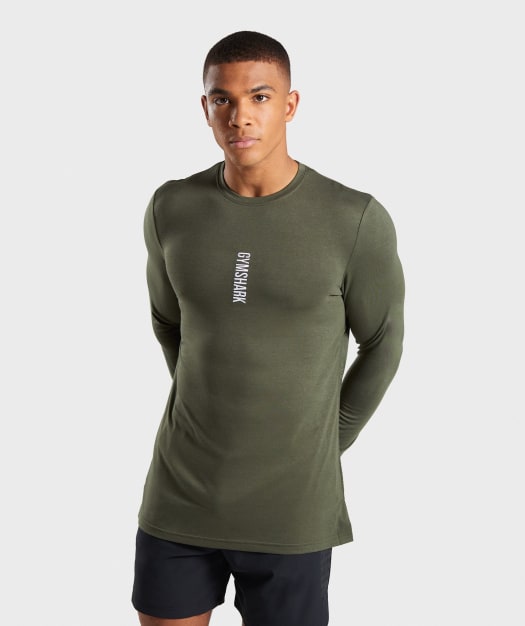 Gymshark Shadow Long Sleeve T-Shirt - Dark Green