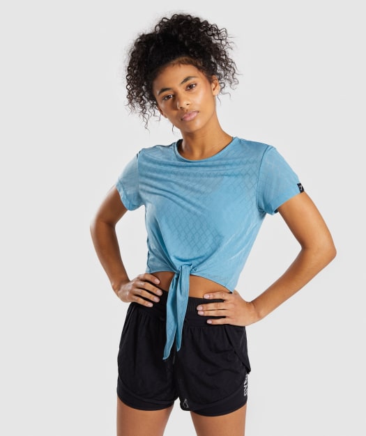Gymshark Geo Mesh Two In One Top - Dusky Teal