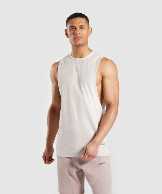 Gymshark Laundered Drop Arm Tank - Chalk Grey