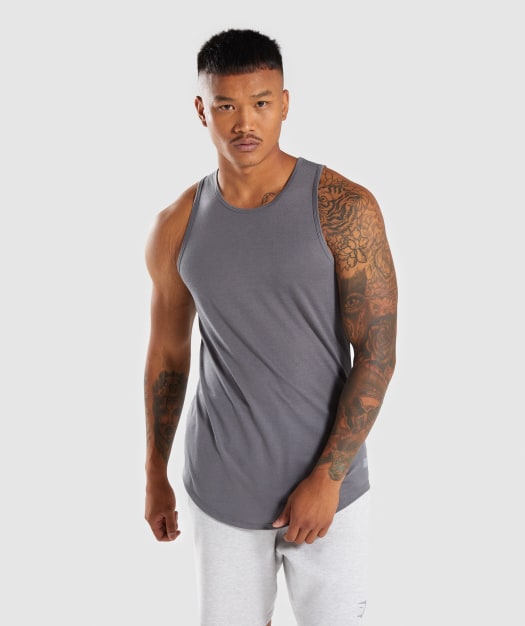Gymshark Perforated Longline Tank - Smokey Grey