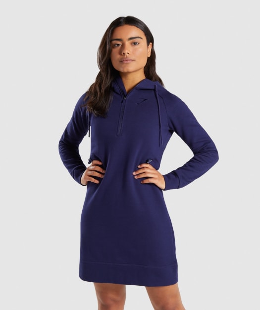 Gymshark Slim Fit Hooded Dress - Evening Navy Blue