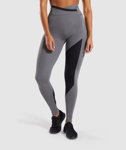 Gymshark Asymmetric Leggings - Smokey Grey/Black