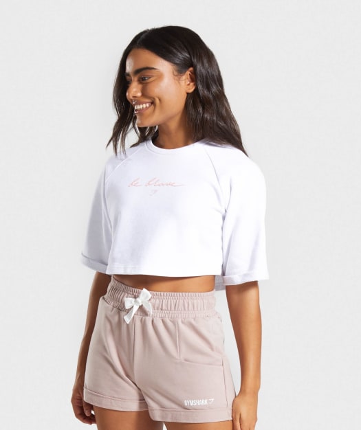 Gymshark Be Brave Boxy Cropped Sweater - White