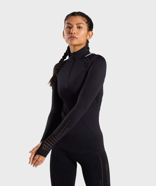 Gymshark Flawless 1/2 Zip Up Pullover - Black
