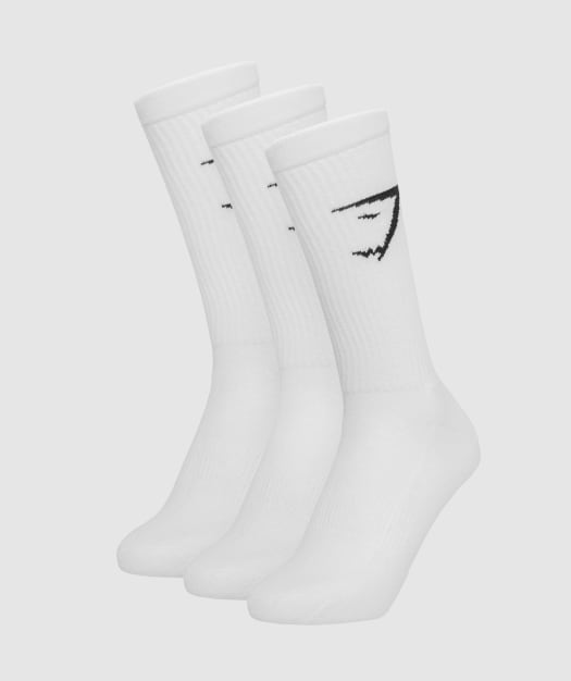 Gymshark Mens Crew Socks (3pk) - White