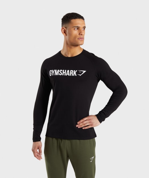 Gymshark Apollo Long Sleeve T-Shirt - Black/White