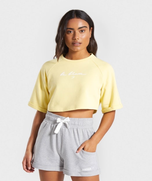 Gymshark Be Brave Boxy Cropped Sweater - Yellow
