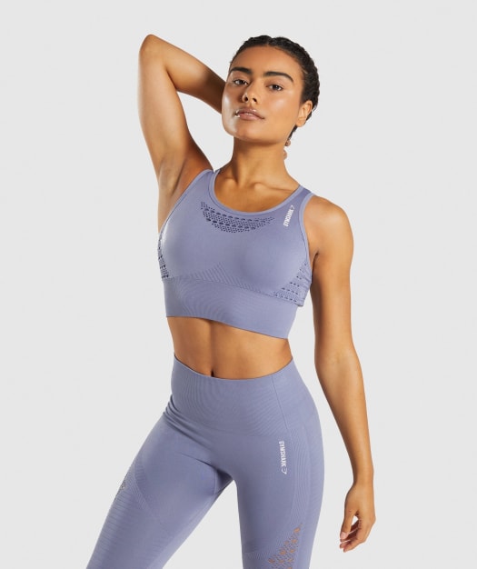 Gymshark Energy+ Seamless Crop Top - Steel Blue