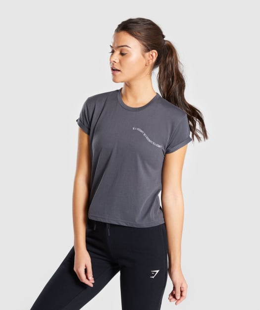 Gymshark Essential Be A Visionary Tee - Charcoal/White