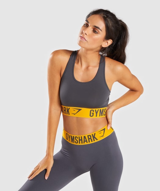 Gymshark Fit Sports Bra - Charcoal/Citrus Yellow