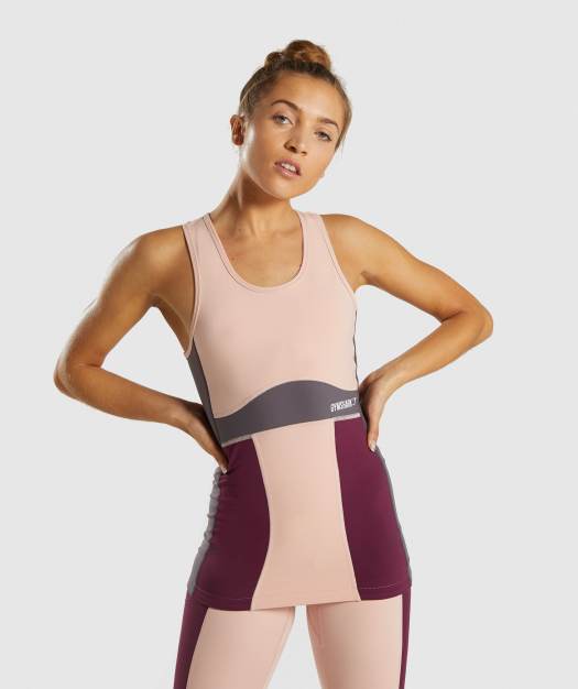 Gymshark Illusion Vest - Dark Ruby/Blush Nude/Slate Lavender