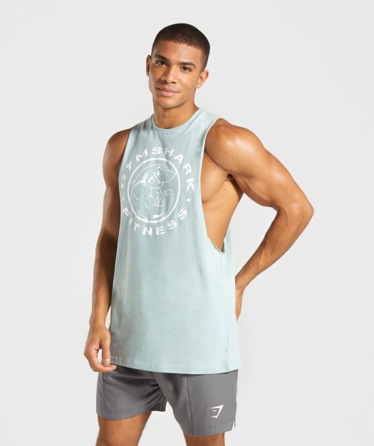 Gymshark Legacy Drop Armhole Tank - Light Blue/White