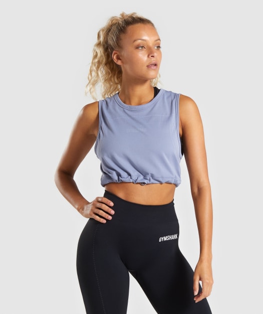 Gymshark Lightweight Seamless Crop Top - Blue