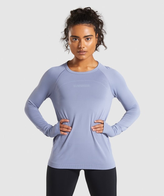 Gymshark Lightweight Seamless Long Sleeve Top - Blue