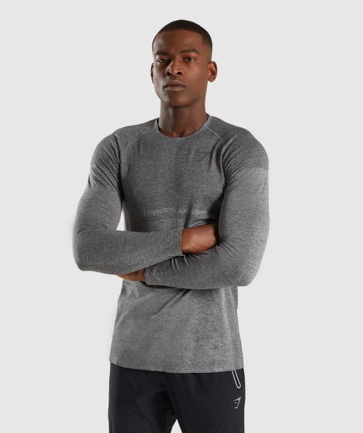 Gymshark Shadow X Seamless Long Sleeve T-Shirt - Charcoal Marl