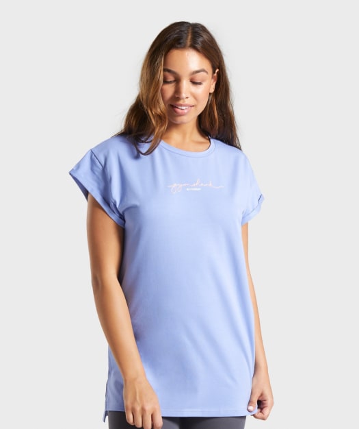 Gymshark Signature Longline Tee - Light Blue