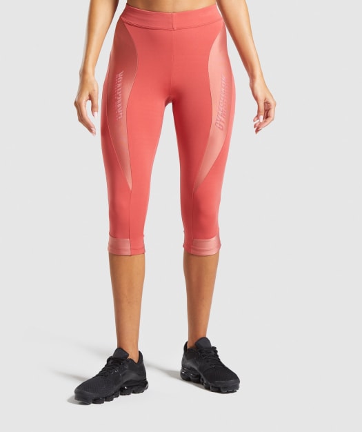 Gymshark Turbo Cropped Leggings - Brick Red