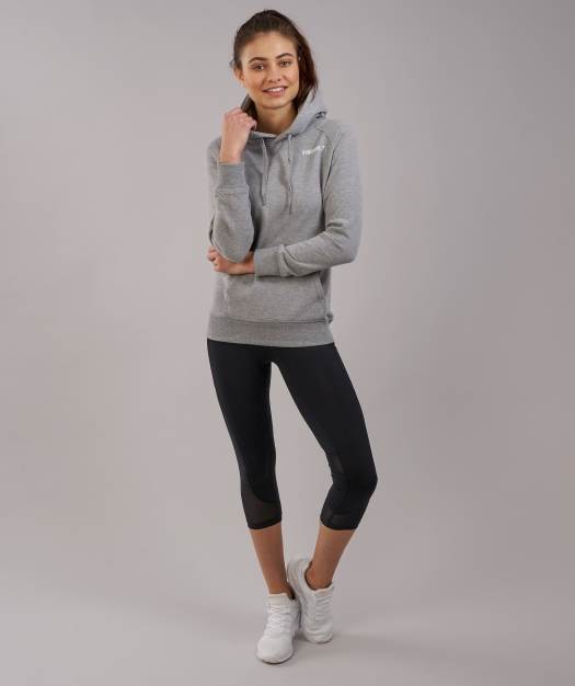 Gymshark Women's Crest Hoodie - Light Grey Marl