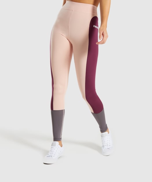 Gymshark Illusion Leggings - Dark Ruby/Blush Nude/Slate Lavender