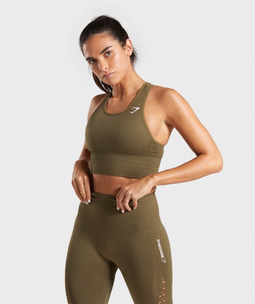 Gymshark Energy Seamless Crop Top - Khaki