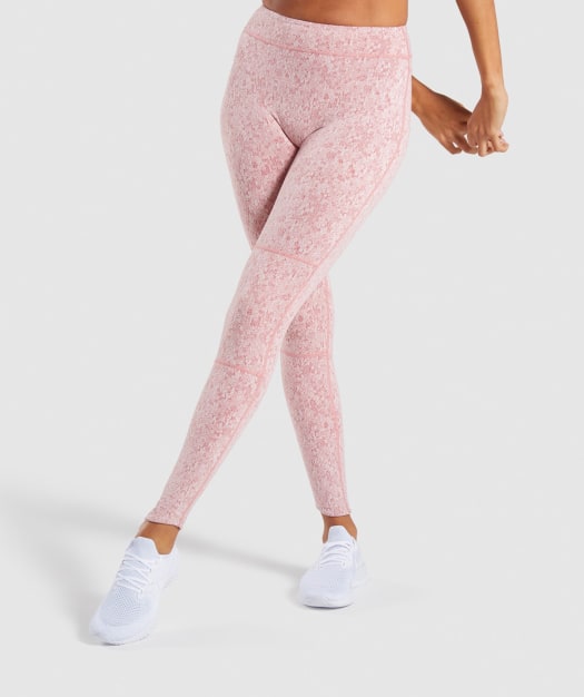 Gymshark Fleur Texture Leggings - Brick Red
