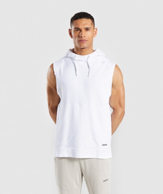 Gymshark Laundered Sleeveless Hoodie - White