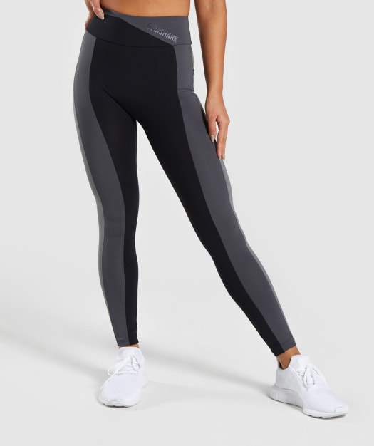 Gymshark Colour Block Leggings - Black/Charcoal/Smokey Grey