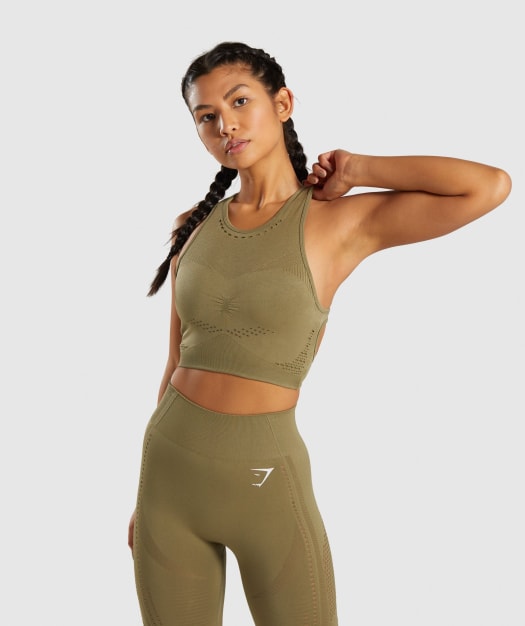 Gymshark Flawless Knit Sports Bra - Khaki