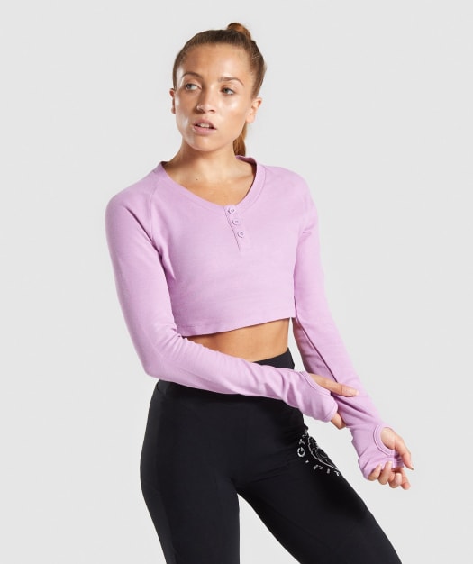 Gymshark Legacy Fitness Long Sleeve Crop Top - Pink