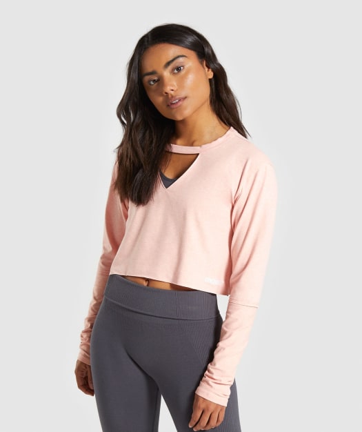 Gymshark Power Down Crop Top - Peach