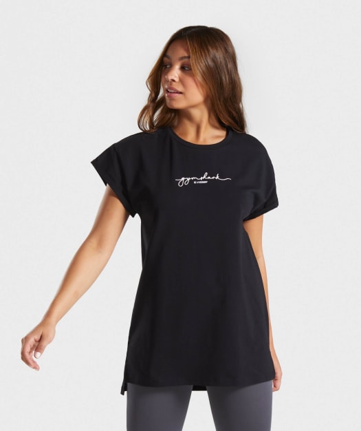 Gymshark Signature Longline Tee - Black