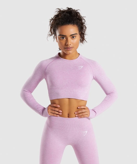 Gymshark Vital Seamless Long Sleeve Crop Top - Pink