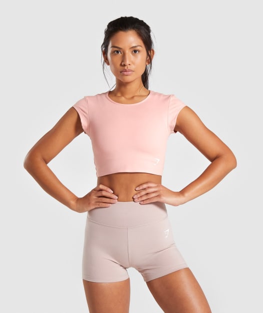 Gymshark Dreamy Cap Sleeve Crop Top - Peach