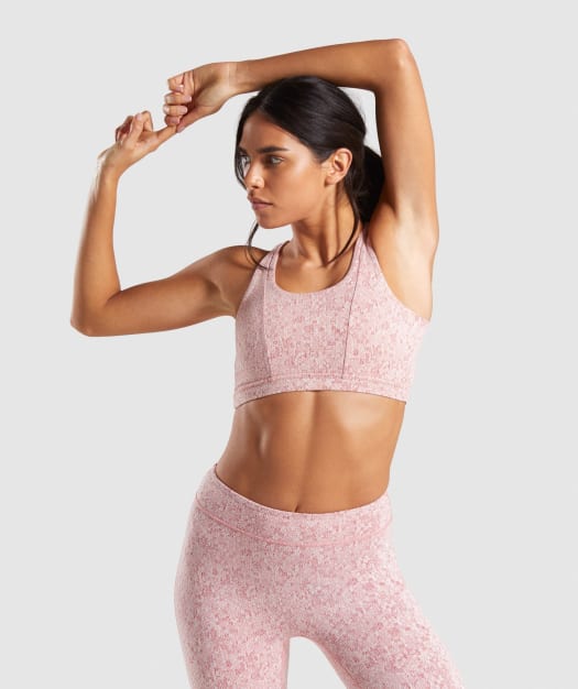Gymshark Fleur Texture Sports Bra - Brick Red
